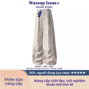 Quần Dài Chân Thẳng Phong Cách Mỹ In Tie-Dye Caro Rộng Rãi Cho Đôi