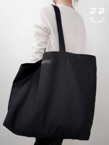 New Black Canvas Tote Bag Large Capacity Open Top Handbag Single Shoulder Bag Simple Design Casual Fashion Soft Handle