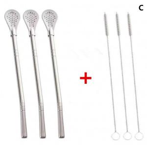 Dishwasher Safe Reusable Stainless Steel Yerba Mate Straws Non-slip Tip for Iced Drinks Loose Tea Home Daily Use