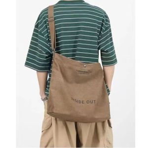 ผ้าใบกระเป๋าสะพายข้างผ้าใบคุณภาพสูงกระเป๋าถือความจุขนาดใหญ่กระเป๋าเดินทางชายนักศึกษาวิทยาลัยเดินทางกระเป๋าสะพายไหล่เดียว