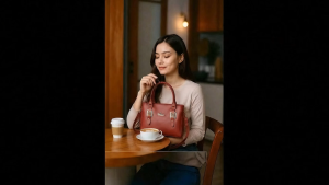 Tas Handbag Selempang Wanita 2 Ruang Ritsleting Tengah & Saku Belakang Muat Banyak Elegant