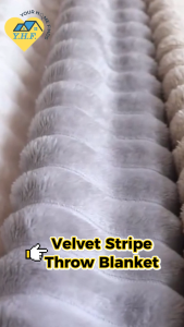 YHF Ultra Soft Ribbed 200X230 Flannel Velvet Stripe Throw Blanket for Bed Chair & Sofa | Sofa Bedding | Kumot Blanket
