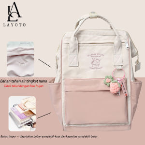 LAYOTO Warna Macaron Tas Ransel Wanita Tas Sekolah Anak Perempuan Kapasitas Besar