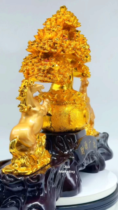 Lucky Money Tree with Horse Figurines Decoration QL330J QL3315 L20*W6*H17cm L42*W12*H35cm 0.5kg 3.3kg Resin for Your Home or Office attracting wealth