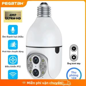 Camera Wifi PTZ Hai Ống Kính 1080P Tích Hợp Đèn Bulb Zoom 10X Camera An Ninh Trong Nhà Ngoài Trời Tầm Nhìn Ban Đêm Góc Rộng Camera IP Cho Giám Sát Nhà Cửa