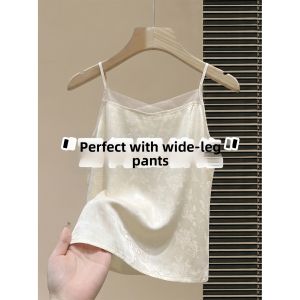 V.C.I | Luxurious Satin Jacquard Lace Thin Strap Vest for Summer Base Layer