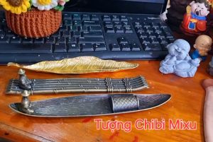 Đế cắm nhang hình chiếc ghe thuyền bè chiếc lá phụ kiện thờ cúng phong thủy - tặng 10 que nhang