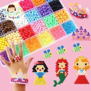 10/ 15/ 24 Colors DIY [ 1100-3000 pcs ] Water Magic Sticky Beads Refill Accessories Set 5MM