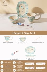 MODERN SWEETHOME | Underglaze Colored Tableware Bowl Plate Single Person