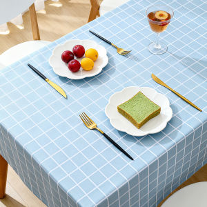 Modern Simple PVC Tablecloth Waterproof Oil-resistant No-wash Rectangular Dining Table Mat Cloth Tea Table Checkered Pattern