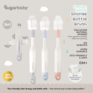[NEW LAUNCH] Sugarbaby Premium Natural Sponge Bottle Brush/ Sikat Botol Bayi Natural Sponge 5in1/ Sikat Botol Bayi 5-in-1 Alami