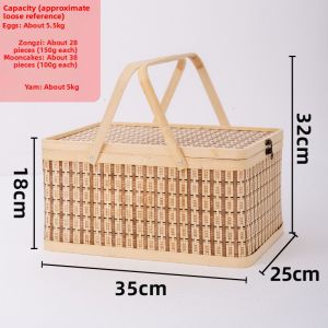 Square Bamboo Basket Zhang Packaging Handheld Covered Basket Zongzi Storage Organizer Chinese Rural Style Basket from Zhejiang