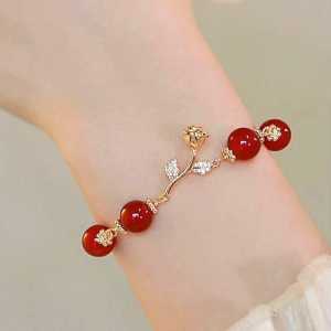 Abee Acc-1504 Korean style gelang giok merah cantik Gelang wanita rose elegan