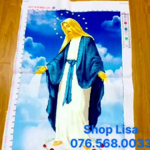 Tranh thêu chữ thập ĐỨC MẸ đã thêu 50x70cm thành phẩm a906