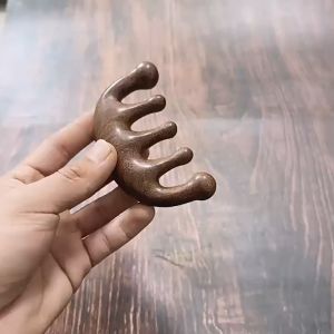 หวีนวด หัวไม้จันทน์ หวีเส้นเมริเดียน หวีผมห้าฟัน หวีนวดป้องกันหนังศีรษะขูด