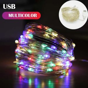 USB Led Fairy Lights Copper Wire String 10M 100LED Holiday Outdoor Lamp Garland For Christmas Tree Wedding Party Decoration