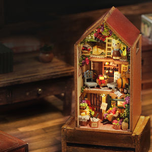Wooden Dollhouse With Furniture Light Miniaturas Doll House Casa Creative Miniature 3D Puzzle Assembly Models Toys For Gifts