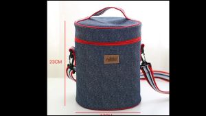 Túi vải jean CoOler đựng giữ nhiệt và bảo quản cà mên hộp cơm trưa văn phòng có lớp bạc cách nhiệt