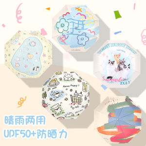 Thìa Nắng Mưa Tự Động Chống Tia UV Chống Nắng Mềm Mại Tươi Mới Cho Nữ Thìa Đen Chống Nắng Họa Tiết Đường Cong Gấp Ba