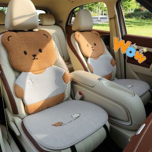 Universal Car Seat Cushion Cotton Linen Breathable Ventilation Autumn Winter Half Cover Women Style Cute Rear Seat Cover Four Seasons