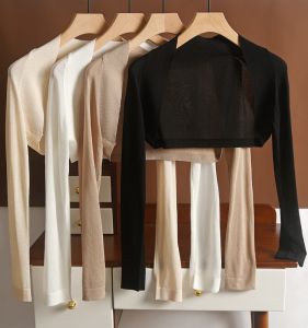 Shawl Outer Match Womens Sun Protection Cardigan Short Summer Silk Ice Knitting Small Waistcoat Ultra-Thin Long Sleeves Suspender Skirt Blouse