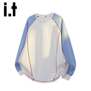 izzue | Colorblock Round Neck Long Sleeve Mens T-Shirt