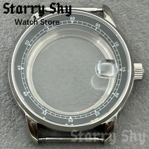 Starry Sky New 38mm Mens High Quality Stainless Steel Silver Watch Case Suitable For NH35/ETA PT5000 Movement Watch Accessories