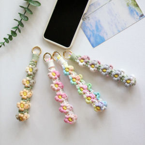 สร้อยข้อมือโทรศัพท์แบบย้อมสีแบบถักด้วยมือ DIY ดอกกุหลาบ หัวเดี่ยว สายรัดข้อมือ โซ่ผ้าฝ้าย อุปกรณ์ทำเครื่องประดับ