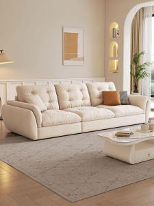 Modern Minimalist Three-Seat Sofa Cream Style Fabric Technology Cloth No-Wash Living Room Small Model Cloud Straight Row Sofa
