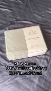 Reve Dore Elegant Misty Blue Classic Bamboo Bedding Set - Soft & Cooling Bamboo Duvet Cover & Fitted Sheet