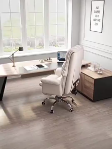 SAINTVILLA Leather Computer Chair Home Swivel Study Office Chair Ergonomic Backrest Adjustable Height Rolling Desk Chair with Lumbar Support