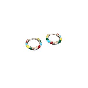 SRRMHYN Dongdaemun New Retro Enamel Colorful Drop Earring Circle Ear Cuff Small Ins Style Alloy Creative Cultural Gift