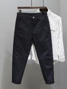 Quần Ống Đứng Cotton Nguyên Chất Thời Trang Nam Mùa Xuân Hè Quần Tây Ống Đứng Rộng Rãi Màu Trơn Phong Cách Hàn Quốc Quần Dài
