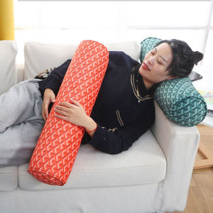 หมอนพิงรูปทรงกระบอกผ้ากำมะหยี่สไตล์ชาเนลแบบเรียบง่ายหมอนรองคอหมอนกอดโซฟาหมอนรองเอวแบบยาวสำหรับหน้าต่างเบย์หมอนรองศีรษะอเนกประสงค์