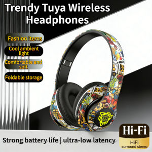 Wireless Bluetooth 5.4 Headphones Over Ear Headset Graffiti Design Foldable Headphone with Mic Hi-Fi Stereo For Phone PC Laptop