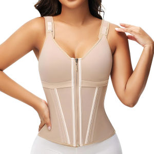 Double Compression Vest Bra Waist Trainer Corset With 17 Steel Bone Flat Belly Strap Slim Body Shaper Fajas High Shapewear