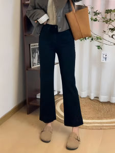 High Waist Flared Jeans Slimming Effect Elastic Denim Straight Leg Blue Jeans for Small Stature Women New 2025 Style