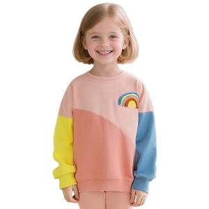2-7T Autumn Spring Fashion Girls Sweatshirts Rainbow Long Sleeve Toddler Kids Clothing Sport Baby Hooded Shirts Clothes Shirts