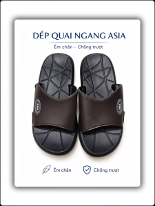 (DME.64) Dép quai ngang nam ASIA dép lê cho nam cao cấp quai da PU mang nhẹ êm bền