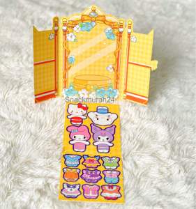 Sticker Wardrobe Dress Up 3D Hologram Bisa Pilih Warna DIY Bongkar Pasang Lemari Baju Fashion Karakter Melody Kuromi Sanrio