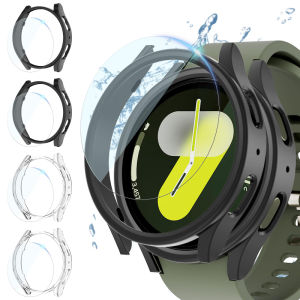 Matte Hard PC Case with Tempered Glass Screen Protector for Samsung Galaxy Watch 7 6 5 4 40mm 44mm Full Protective Cover Bumper