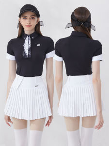 Summer Golf Tennis Short Sleeve Women Pleated Skirt Badminton Suit Women Silm Slim Looking Golf Womens Clothing Tops Women