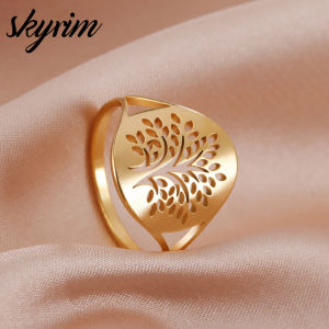 SKYRIM Elegant Stainless Steel Rings Life Tree Jewelry for Friends Couple