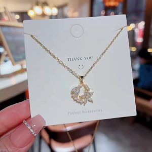 【COD】Kalung Wanita Kalung Clavicle dengan Desain Mewah Liontin Bunga Berkilauan Zirkonia