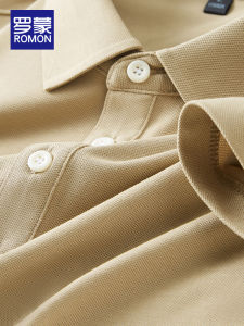 Lormen Business Silk-Polished Polo Shirt Short Sleeve Mens Collarless T-Shirt Summer New Style Seamless Paul Upper Apparel