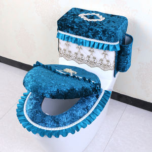 Ghế Ngồi Bồn Cầu Bằng Vải Nhung Vàng Có Thể Giặt Được Chống Thấm Nước Bộ Ba Món Dùng Trong Gia Đình Kiểu Mùa Đông Đệm Bồn Cầu