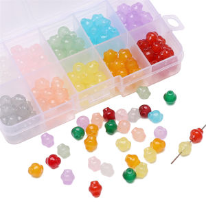 20Pcs 8x9mm Colorful Glass Imitation Jade Straight Hole Lantern Beads Charms For Jewelry Making DIY Bracelet Necklace Earrings Accessories