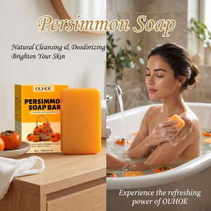 OUHOE | Persimmon Soap Bar Odor Removal Bath Bar Natural Deodorizing Body Cleansing Soap Soften Rough Skin Moisturizing Bath Soap