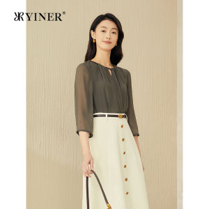 Elegant Lace Small V-Neck 100 Silk Shirt