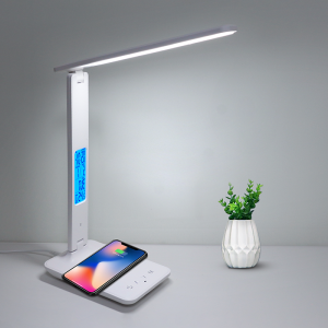 LAOPAO 10W QI Đèn Bàn LED Sạc Không Dây Có Lịch Báo Nhiệt Độ Bảo Vệ Mắt Có Thể Điều Chỉnh Độ Sáng Đèn Bàn Học Tập Kinh Doanh